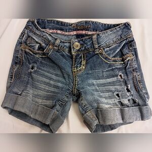2/$30‎ Amethyst Jeans Blue Distressed Thrash Denim Booty Summer Shorts (#70)
